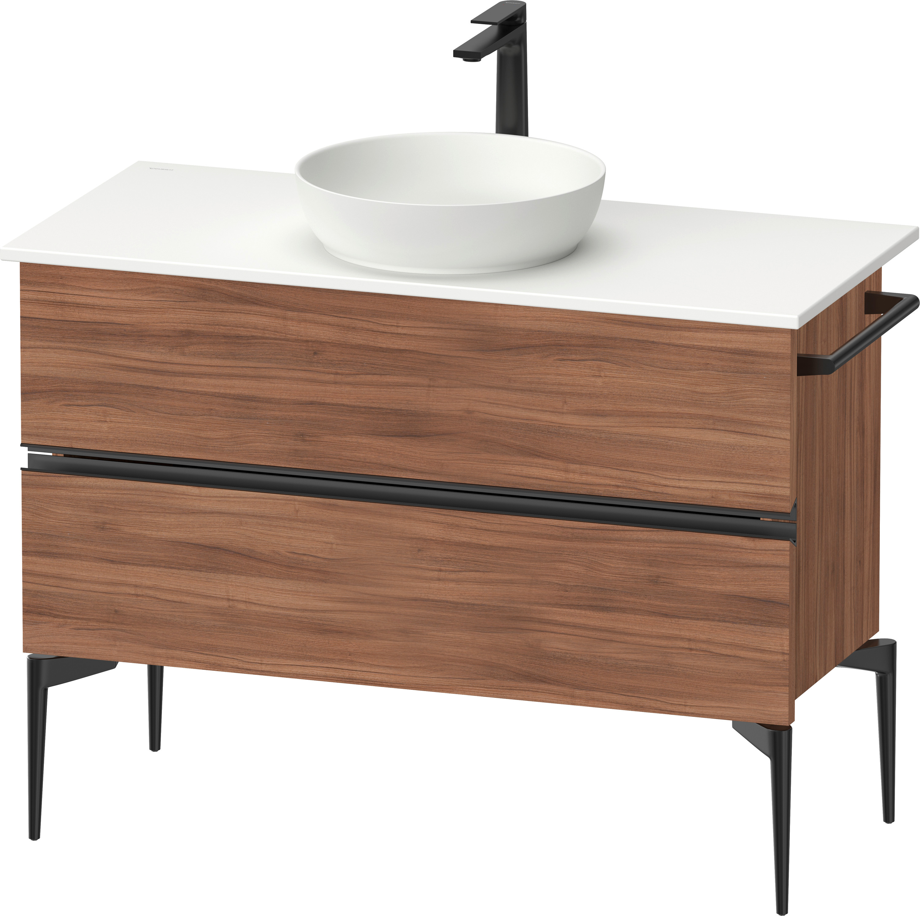 Darmowa Dostawa - Szafka 104.5x47.5x54.8 cm podumywalkowa wisząca czarna-orzech Duravit Sivida SV46590BD790000