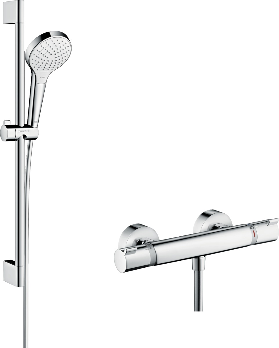 Darmowa Dostawa - Zestaw prysznicowy ścienny biały Hansgrohe Ecostat 27013400