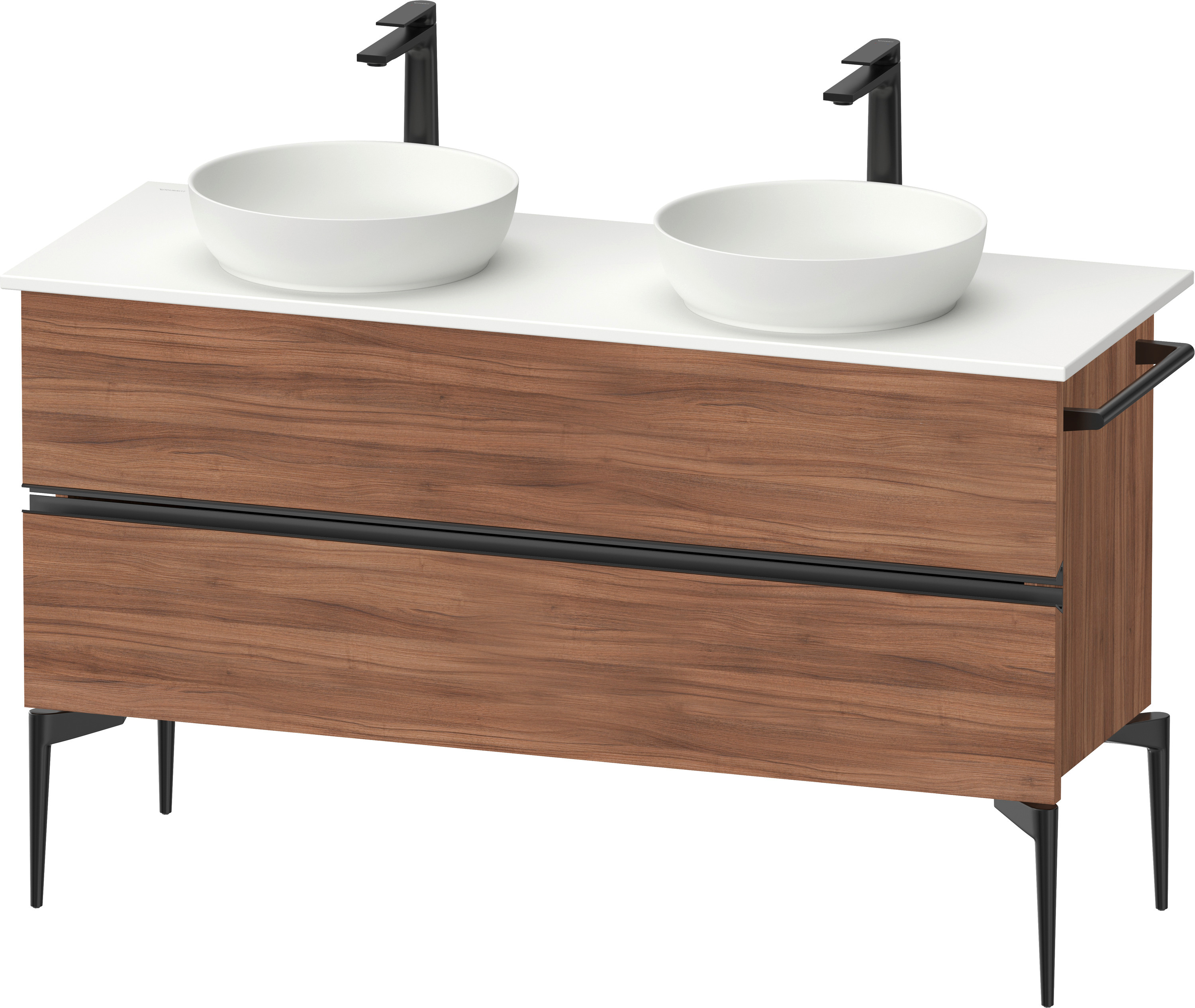 Darmowa Dostawa - Szafka 131.5x47.5x54.8 cm podumywalkowa wisząca czarna-orzech Duravit Sivida SV46610BD790000