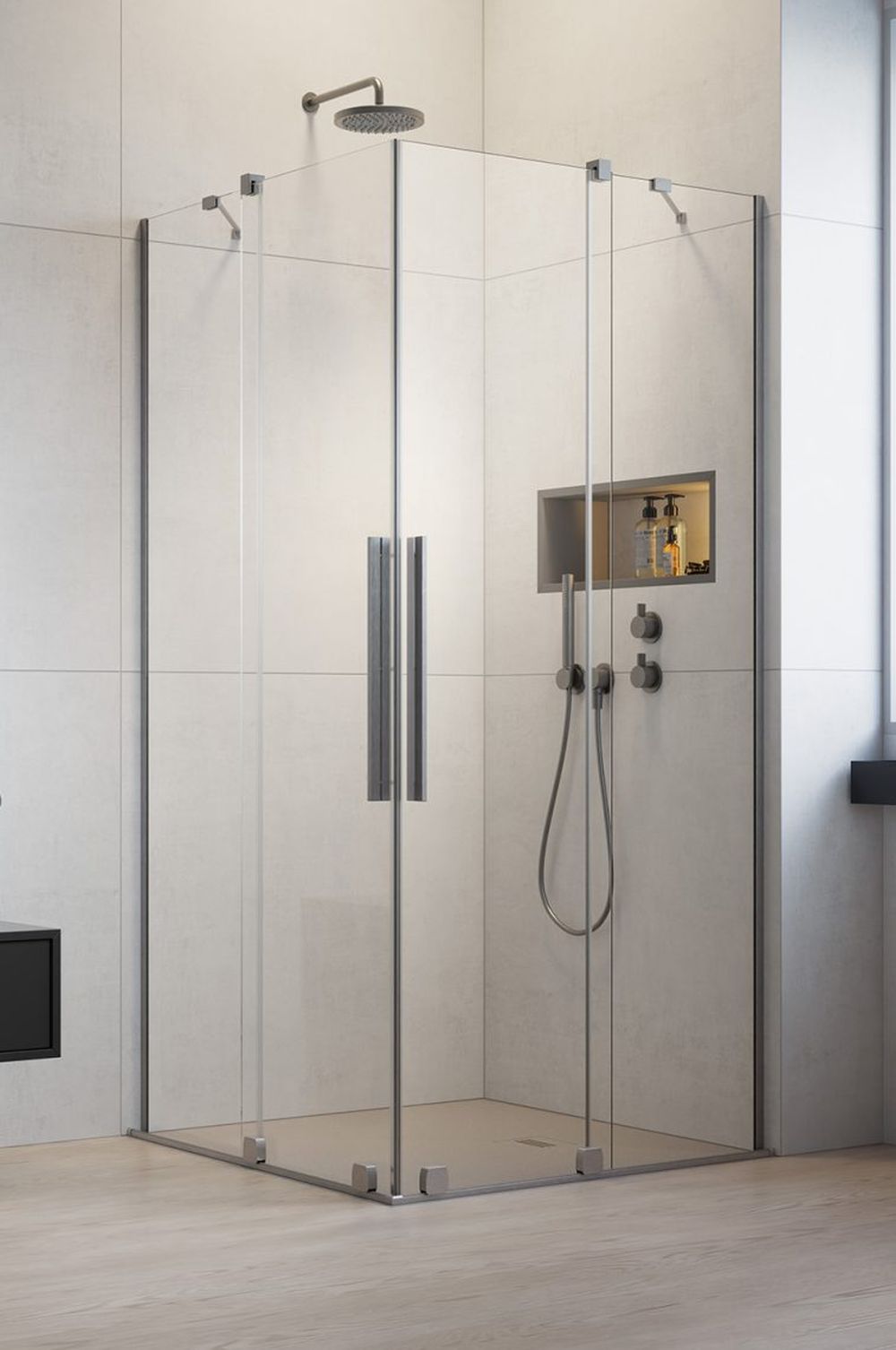 Darmowa Dostawa - Kabina prysznicowa część lewa 80x80 cm kwadratowa szczotkowany/szkło przezroczyste Radaway Furo Brushed Nickel KDD 101050809101L