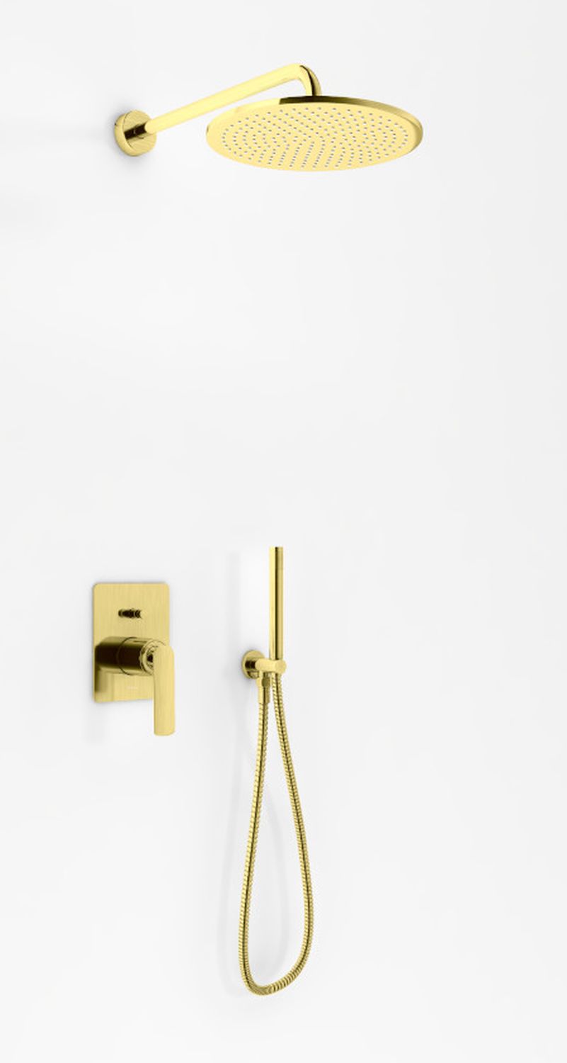 Darmowa Dostawa - Zestaw prysznicowy podtynkowy z deszczownicą złoty Kohlman Experience Brushed Gold QW210EGDBR25