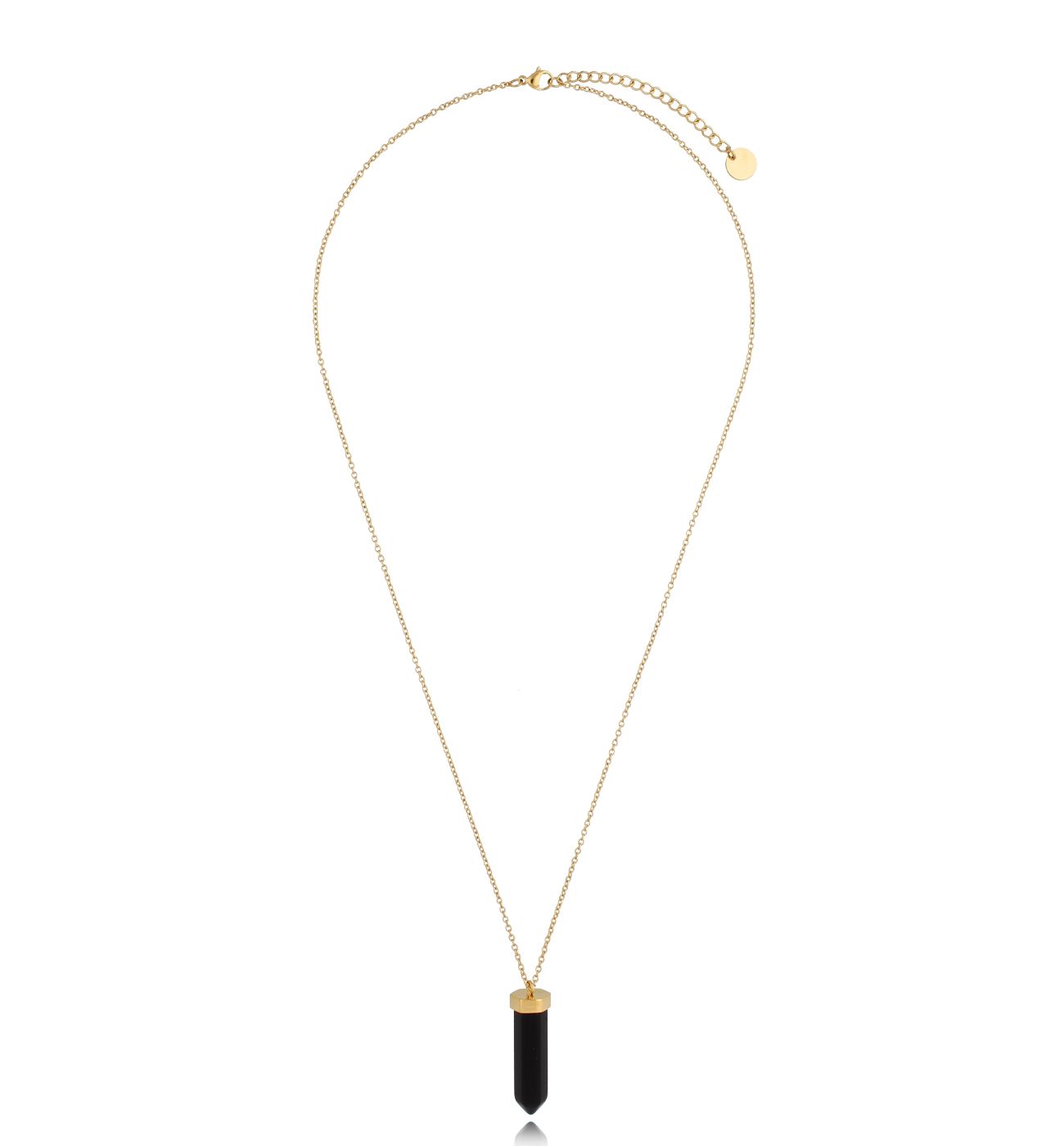 Naszyjnik złoty z czarnym agatem Go Get It 55 cm NSA0424