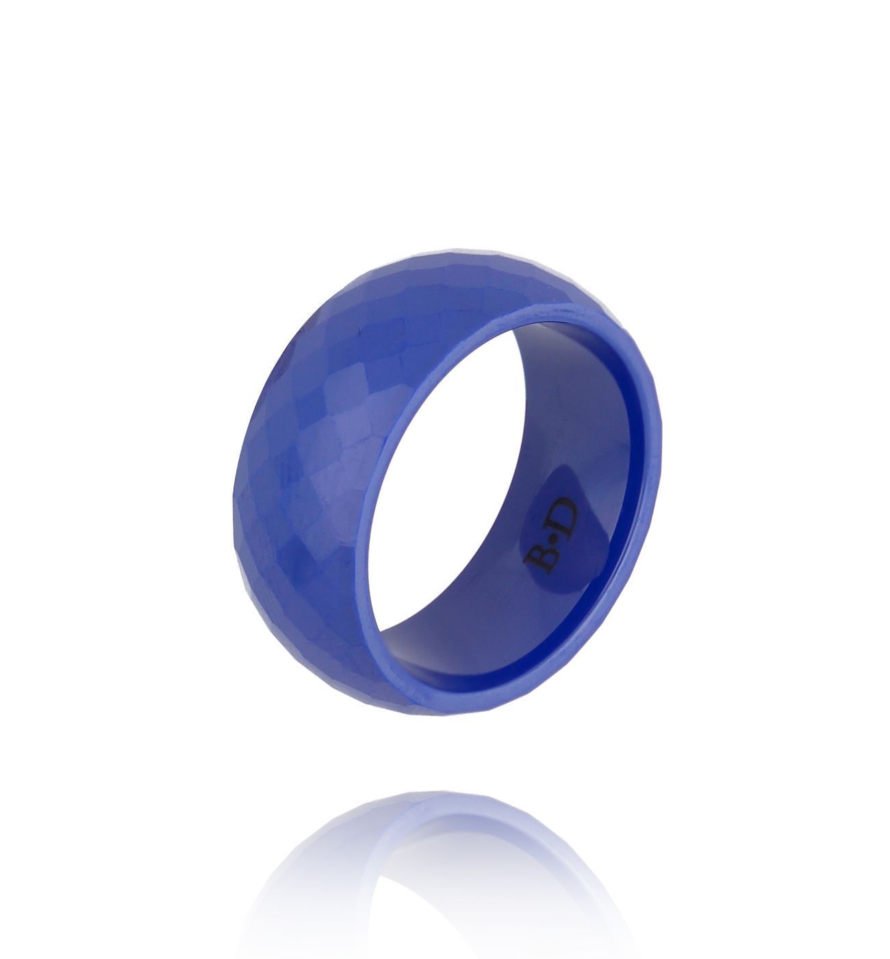 Obrączka z ceramiki kobaltowa fasetowana Feminine PFE0013 - By Dziubeka