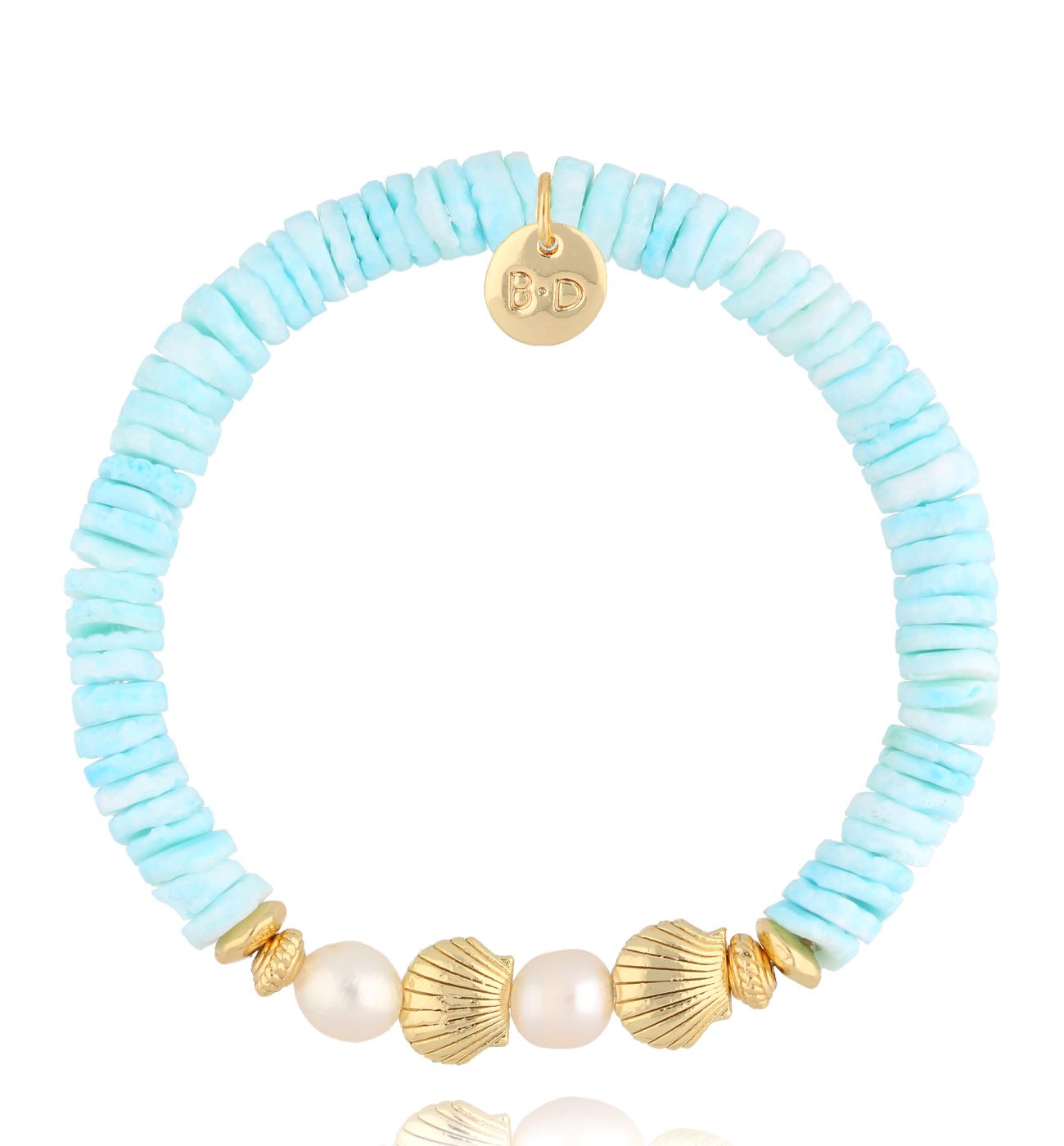 Bransoletka z niebieskimi muszlami i perłami Pearl and Shell BSH0136 - By Dziubeka