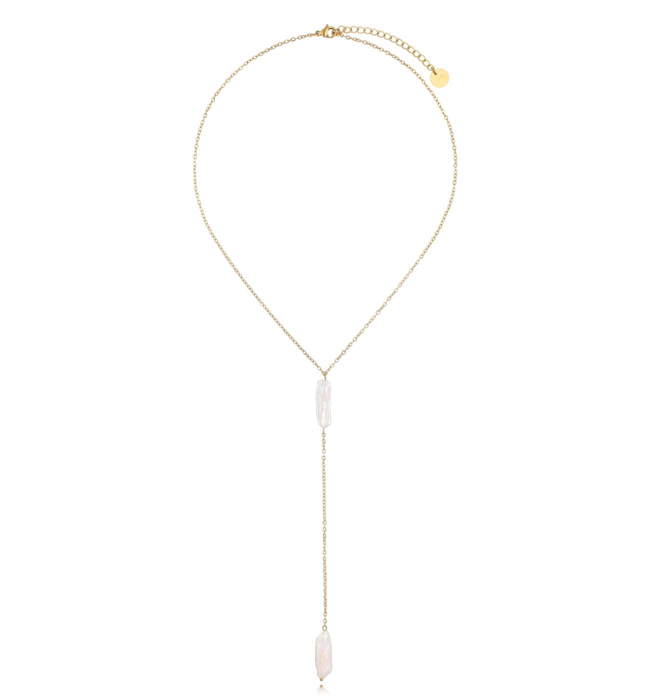 Naszyjnik złoty z perłami Long Pearls - By Dziubeka