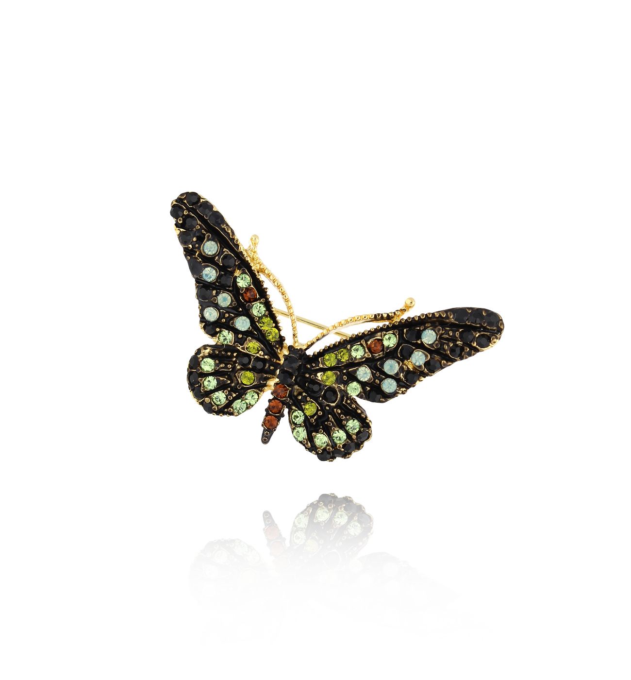Broszka mała z kolorowym motylem Papillon II BRPI0018