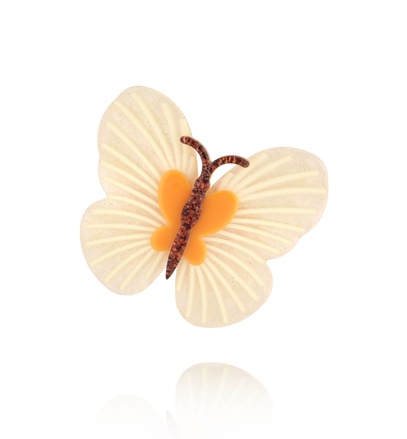 Broszka z motylem mała White Butterfly BRZA0078 - By Dziubeka