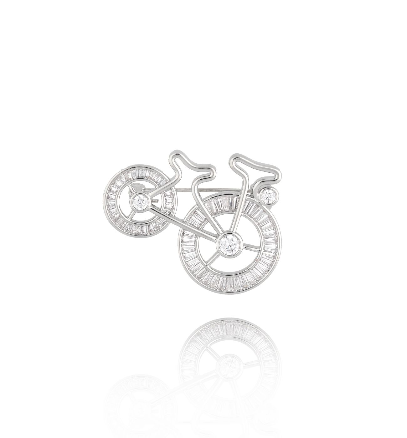 Broszka z kryształowym srebrnym rowerem Bicyclette BRSS0226