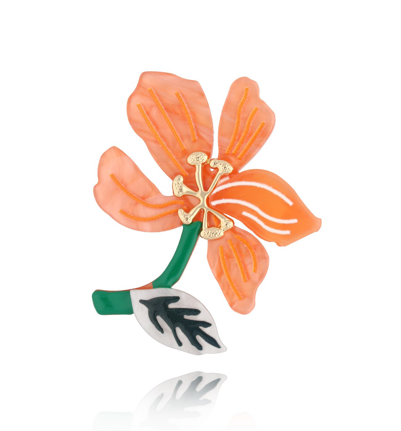 Broszka z kwiatkiem Peach Flower BRZA0092 - By Dziubeka