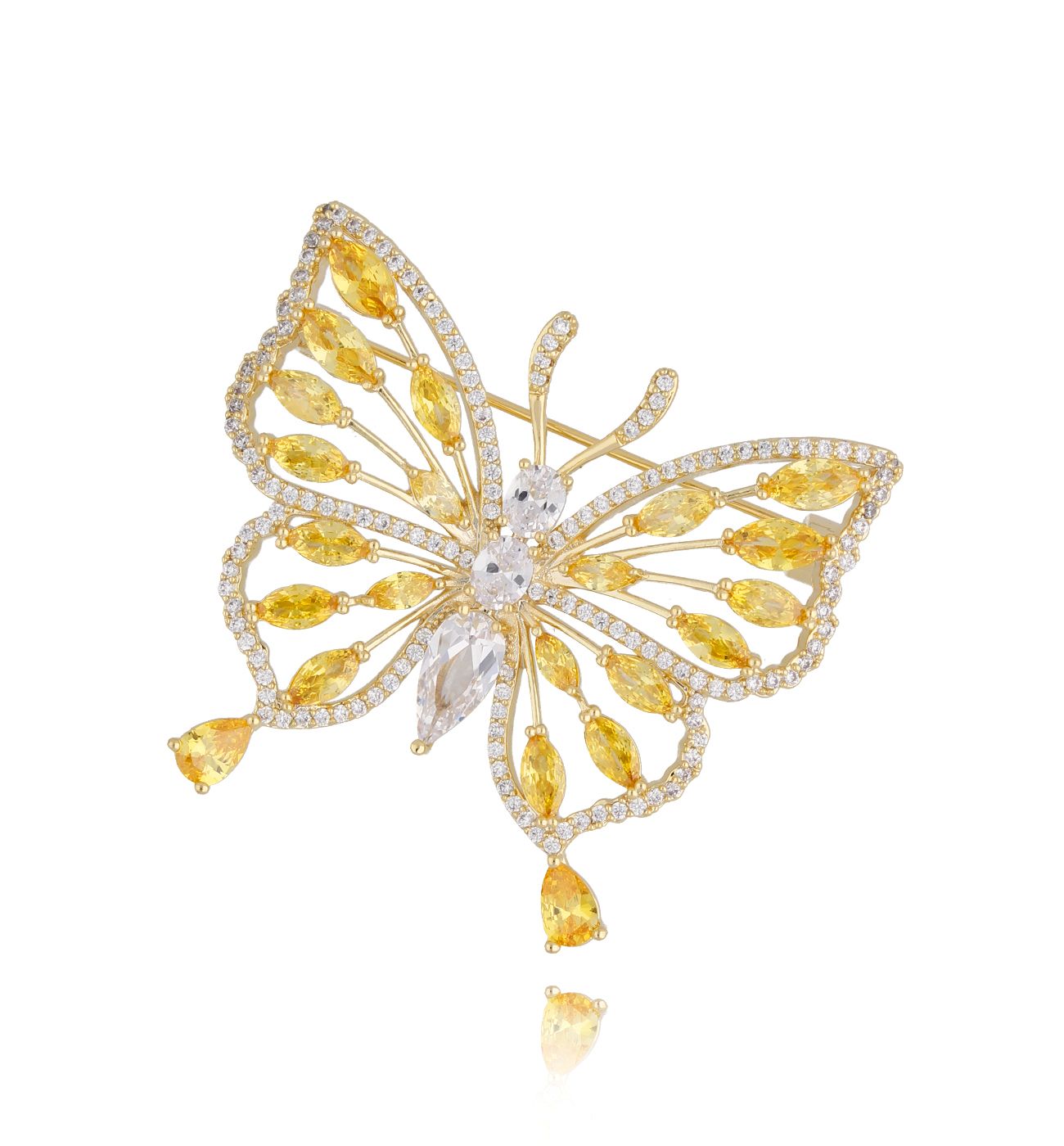Broszka z żółtym motylem Butterfly BRMI0175