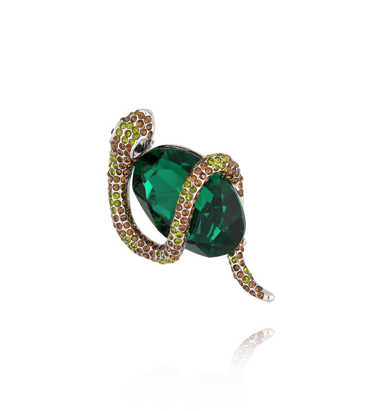 Broszka z wężem i kryształem Green Snake BRSS0122