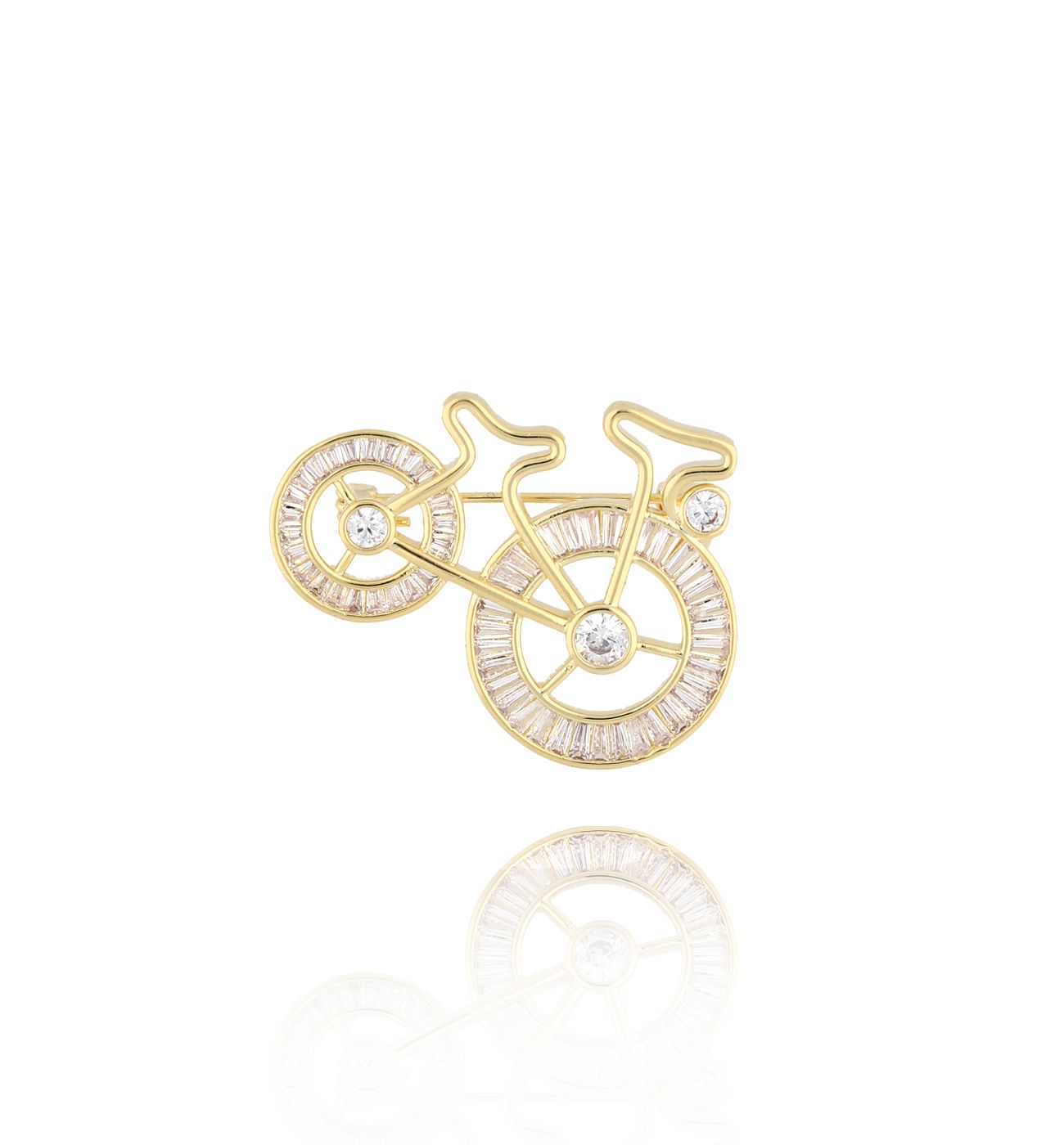 Broszka z kryształowym złotym rowerem Bicyclette BRSS0227 - By Dziubeka