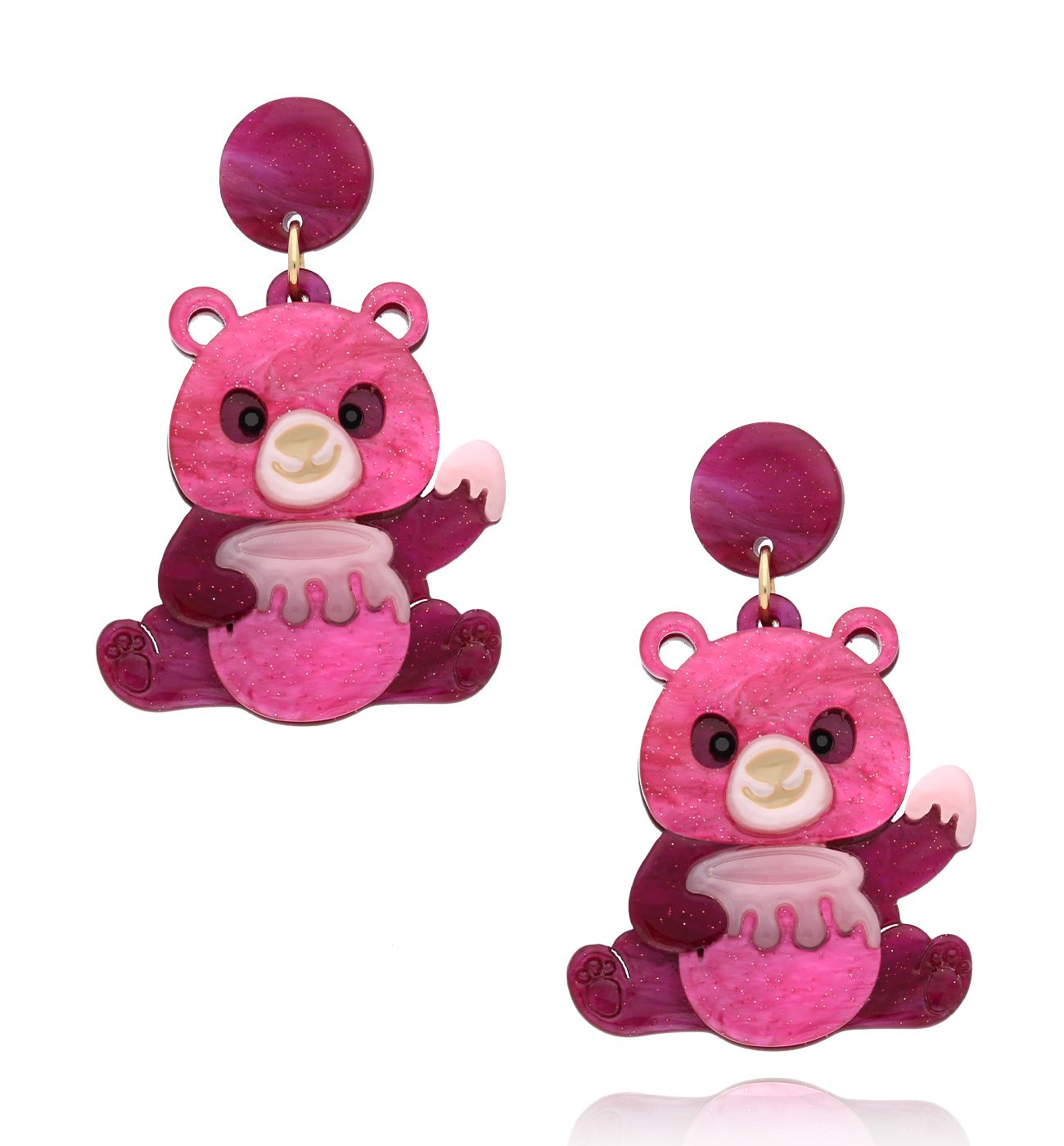 Kolczyki z fuksjowymi misiami Teddy Bear Lover KZA0259