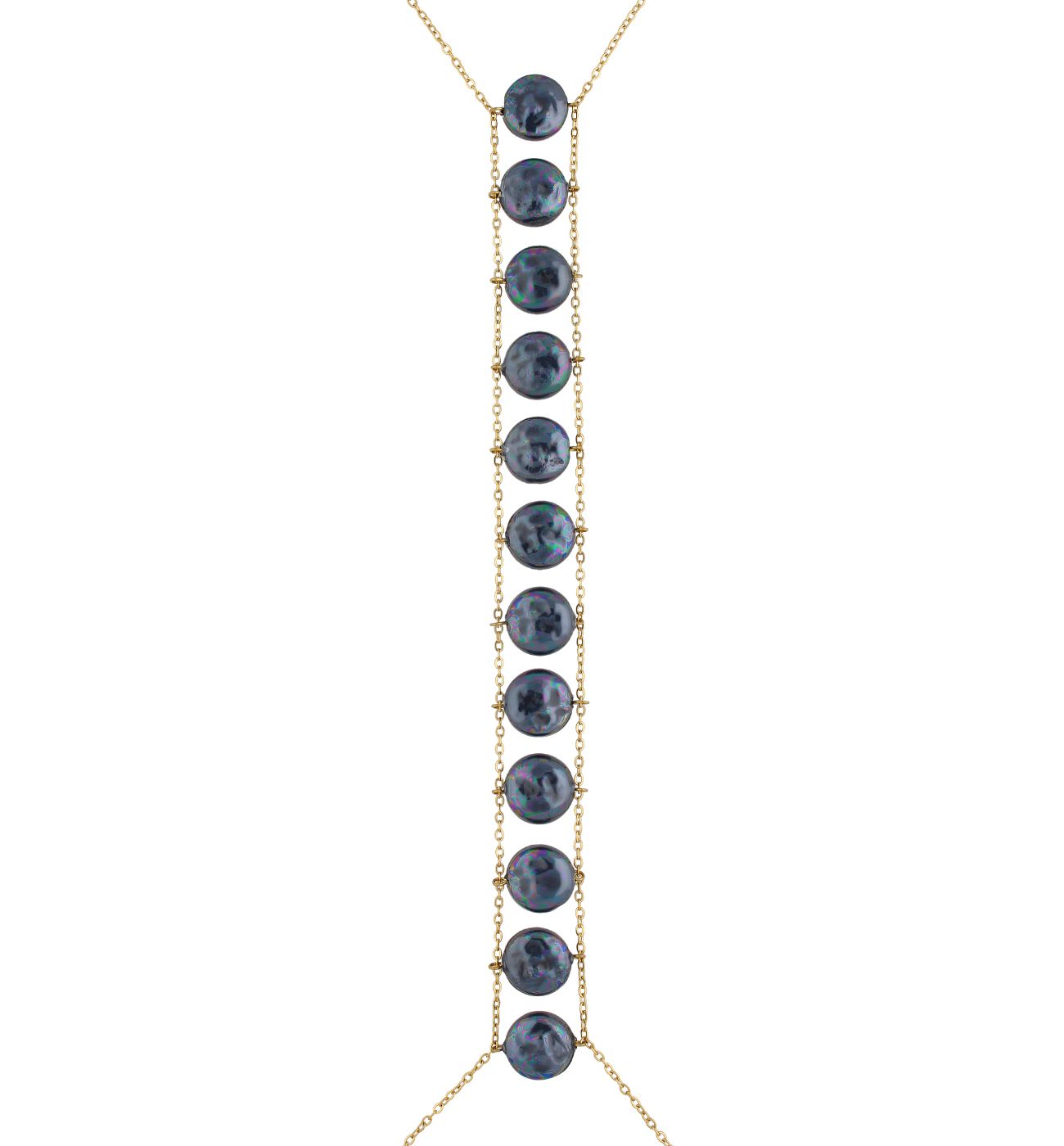 Naszyjnik na ciało z ciemnymi perłami body chain Trinidad NSA0731