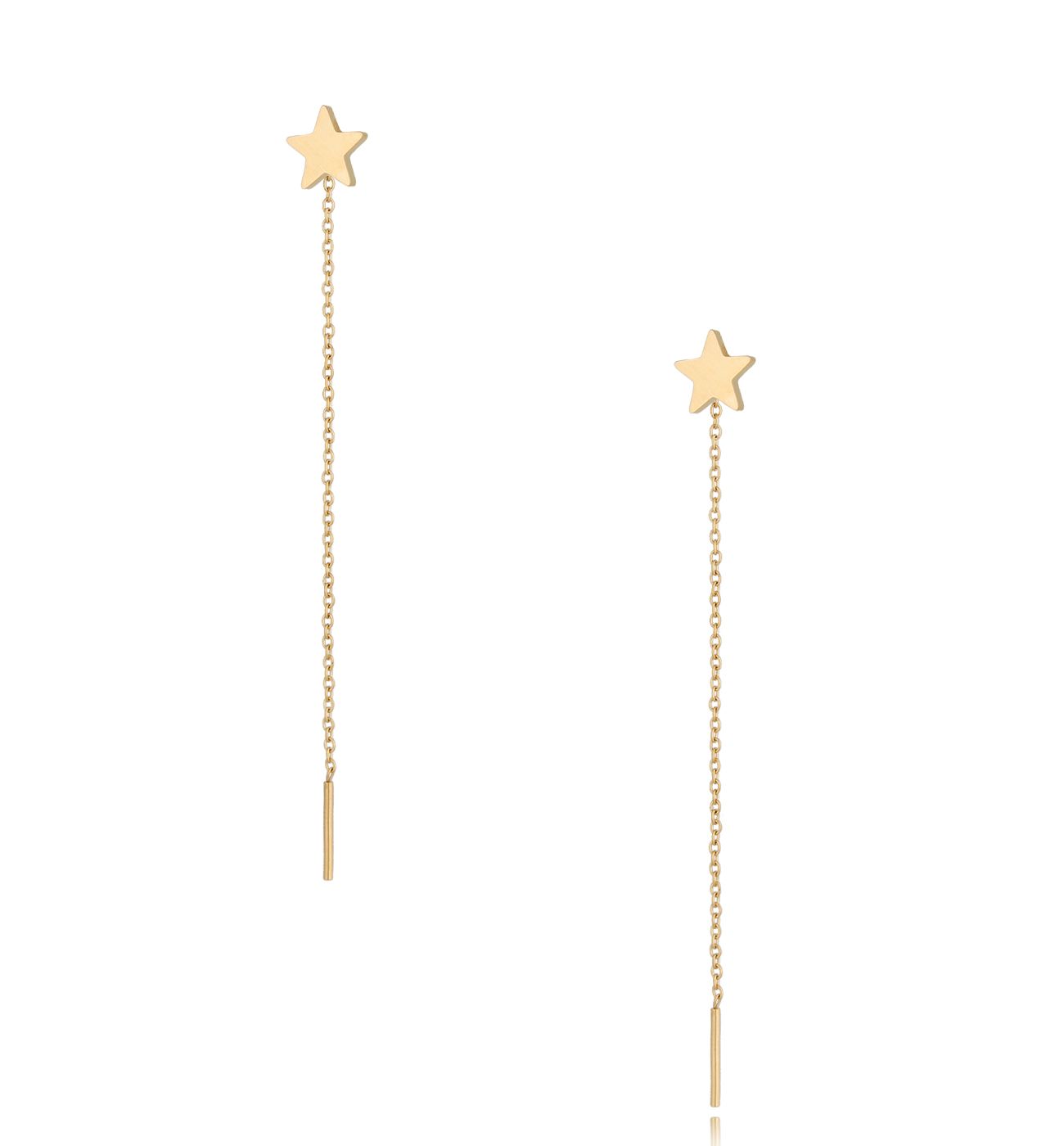 Kolczyki złote wiszące Long Star - By Dziubeka