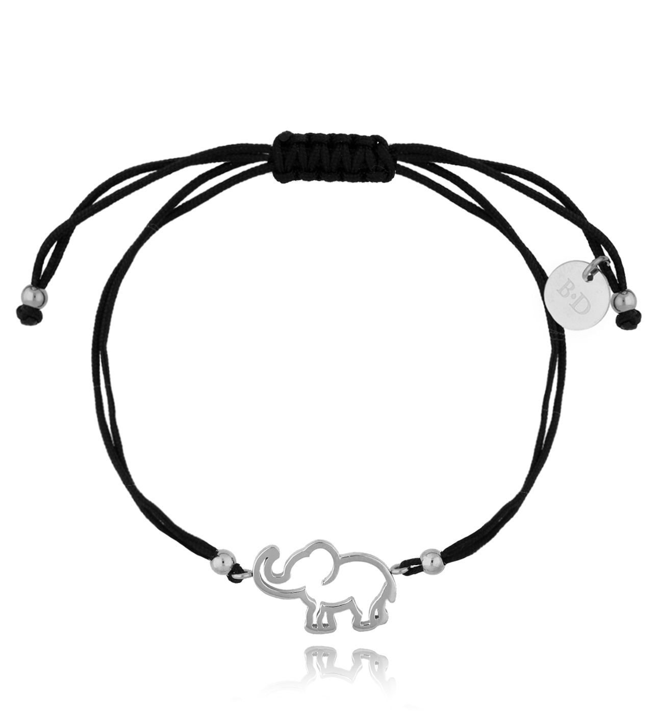 Bransoletka czarno-srebrna ze słoniem Elephant BGL0635 - By Dziubeka