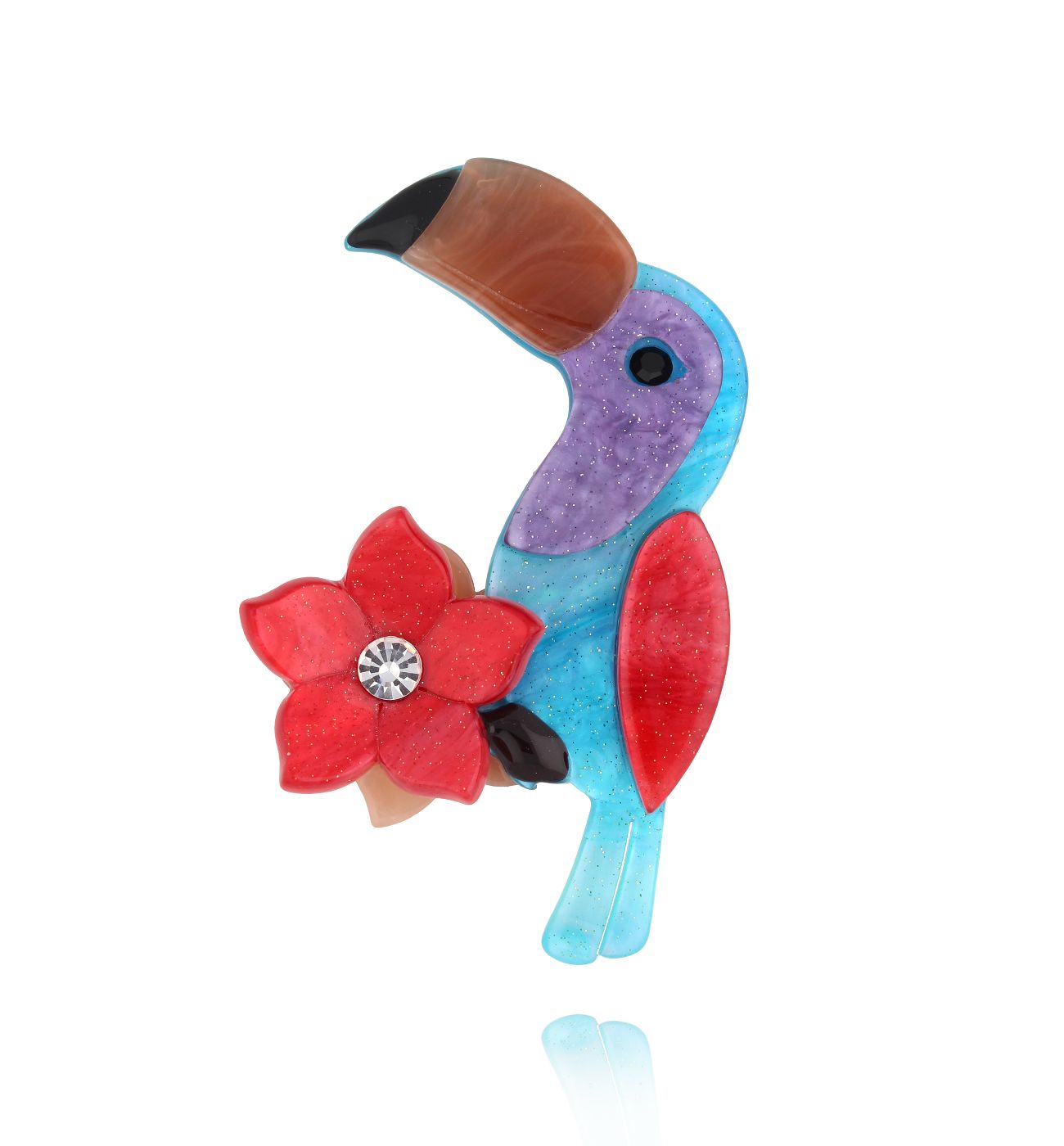 Broszka z kolorowymi tukanem Toucan BRZA0065 - By Dziubeka