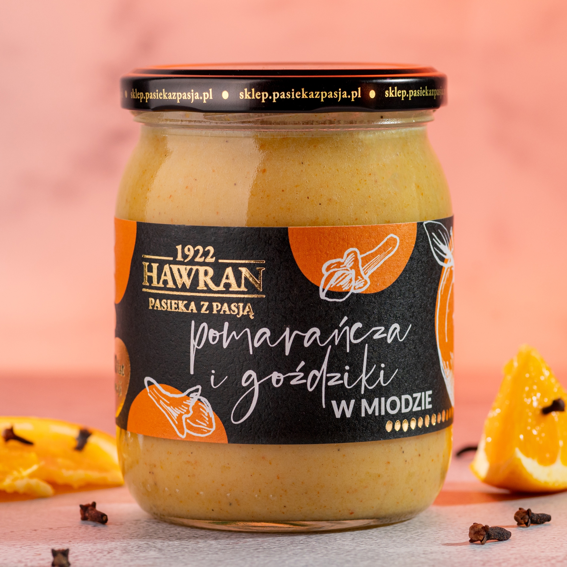 Pomarańcza i goździki w miodzie wielokwiatowym 630g - Pasieka z Pasją Hawran