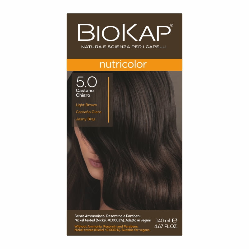 Farba do włosów jasny brąz Biokap Nutricolor, 5.0