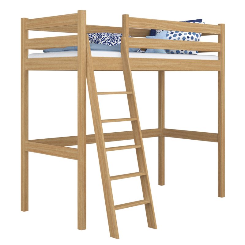 Dębowe łóżko na antresoli N-WOOD N03 100x180 dąb naturalny 1 szt.
