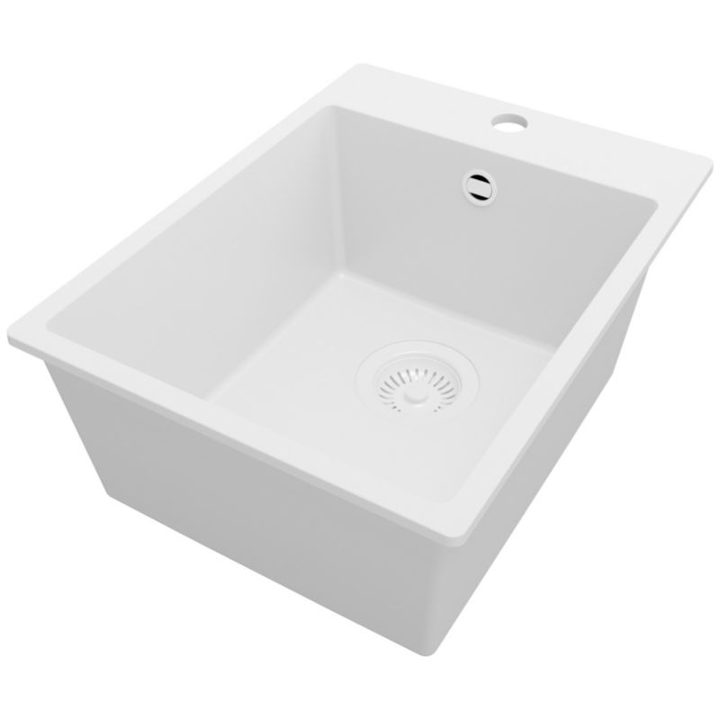 Zlewozmywak Ryga PRIMAGRAN Nablatowy 38x50cm do szafki od 40cm z Syfonem Cały Biały 1 szt.
