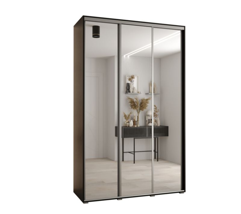 Szafa przesuwna Abiks DAVOS 2 wysoka szer.150cm gł.45cm czarny/czarny/srebrny 1szt.