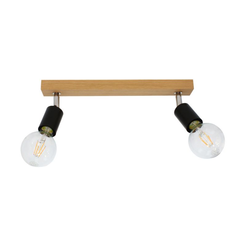 Drewniana Lampa Sufitowa SPOT Light 2xE27 Max.25W Dąb Olejowany FSC z Akcentami Czerni, Polski Producent, 1 szt.