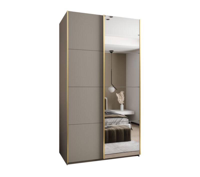 Szafa przesuwna Abiks LUX 3 wysoka szer.130cm kaszmir/kaszmir/złoty 1szt.