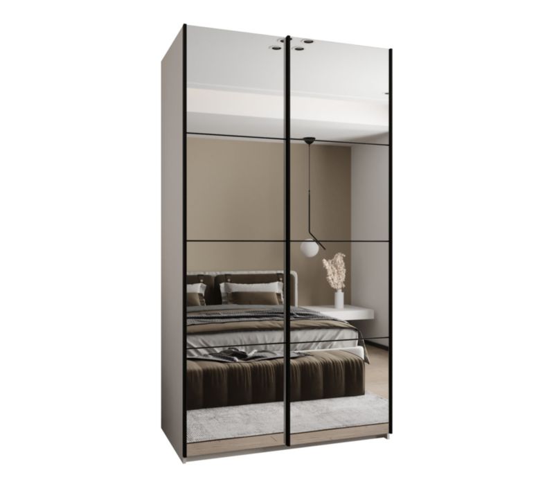 Szafa przesuwna Abiks LUX 2 wysoka szer.130cm biały/czarny/czarny 1szt.