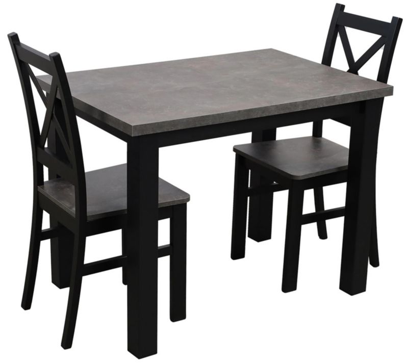 Zestaw stół 100x70 z 2 krzesłami Bonni M001-2 Czarny/Beton 1 kpl.