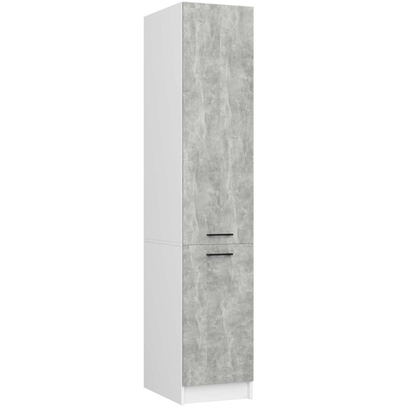 Słupek kuchenny Akord Oliwia Biały 40 cm 2 drzwi fronty kolor Beton mat 6 półek 40x57x205 cm 1 szt.