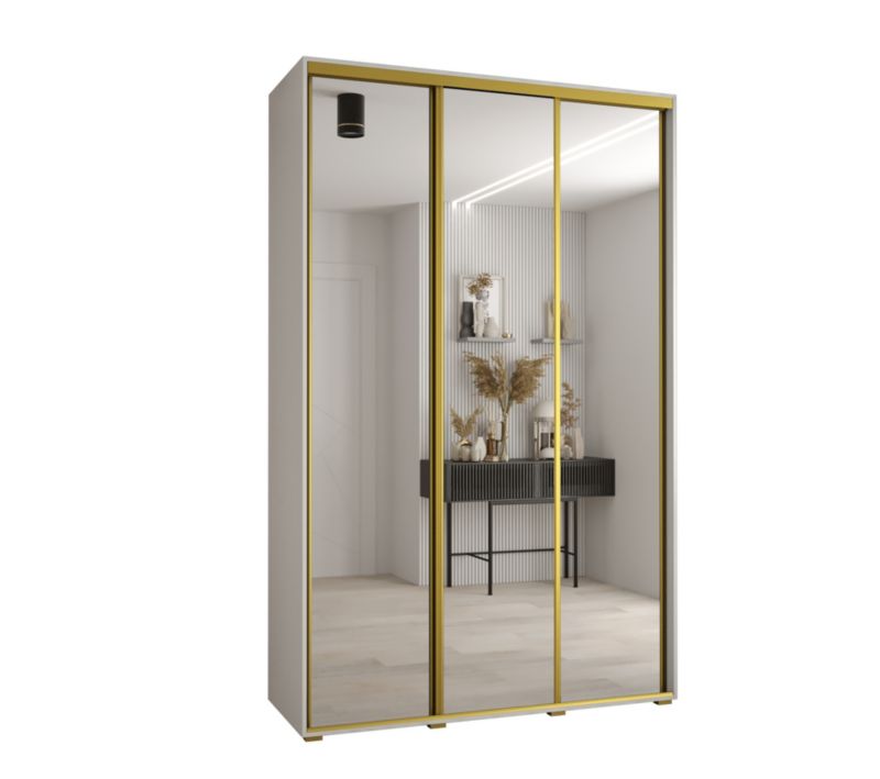 Szafa przesuwna Abiks DAVOS 2 wysoka szer.150cm gł.60cm biały/biały/złoty 1szt.