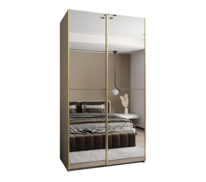 Szafa przesuwna Abiks LUX 2 wysoka szer.140cm kaszmir/kaszmir/złoty 1szt.