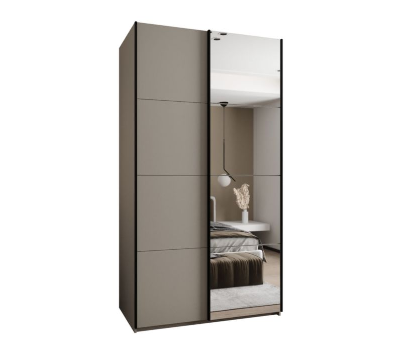Szafa przesuwna Abiks LUX 3 wysoka szer.140cm kaszmir/kaszmir/czarny 1szt.