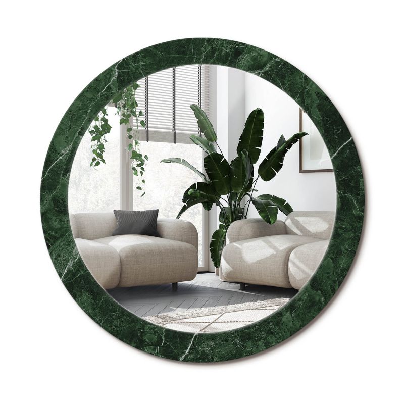 Lustro Okrągłe Tulup Zielony Marmur 80 cm Eleganckie Na Podkładzie 1 szt.