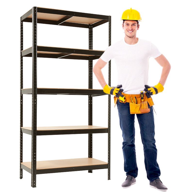 Regał metalowy magazynowy 4iQ Group 220x110x45 cm czarny 1szt.