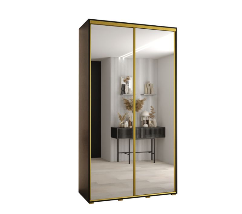 Szafa przesuwna Abiks DAVOS 2 wysoka szer.130cm gł.60cm czarny/czarny/złoty 1szt.