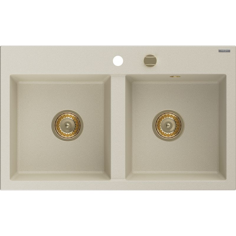 Zlewozmywak wpuszczany Mexen Hektor 2-komorowy beżowy 800x490 mm 1 szt.