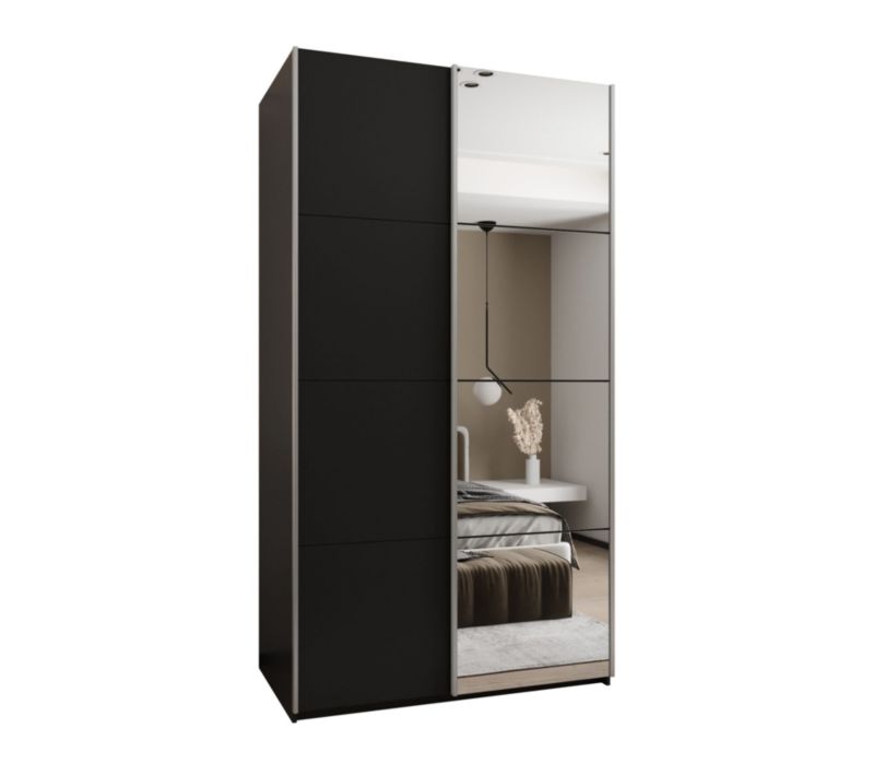 Szafa przesuwna Abiks LUX 3 wysoka szer.140cm czarny/czarny/srebrny 1szt.