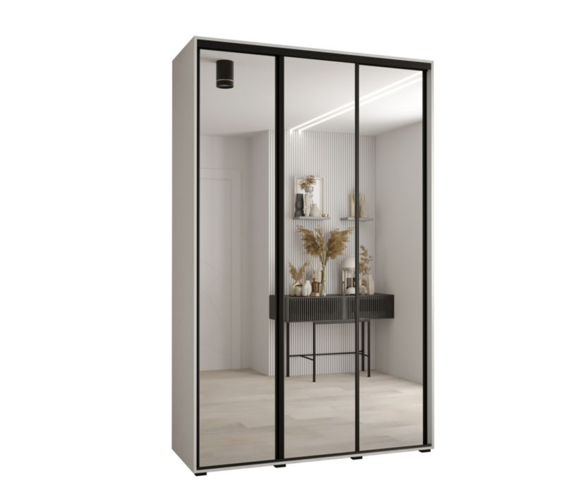 Szafa przesuwna Abiks DAVOS 2 wysoka szer.150cm gł.60cm biały/biały/czarny 1szt.