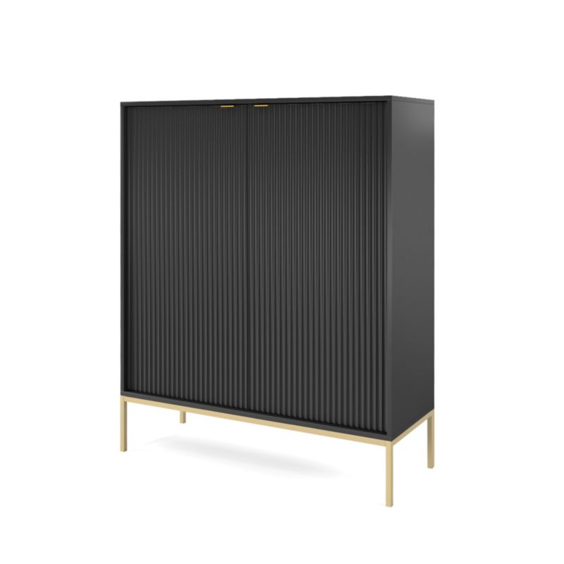 Komoda wysoka dwudrzwiowa Bettso Nova 104 cm na złotych nogach czarny 1szt.