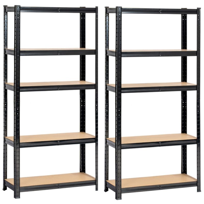 Zestaw 2x Regał metalowy Akord stalowy czarny 5 półek nośność 875kg 70x30x154 cm 2 szt.