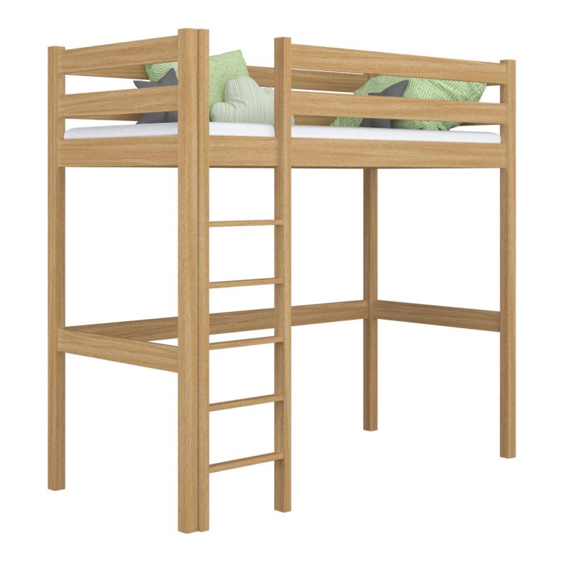 Dębowe łóżko na antresoli N-WOOD N05 100x190 dąb naturalny 1 szt.