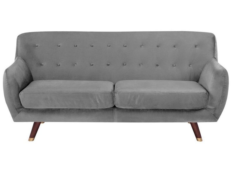Sofa 3-osobowa welurowa szara Bodo 1 szt.