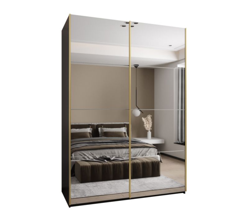 Szafa przesuwna Abiks LUX 2 wysoka szer.180cm czarny/biały/złoty 1szt.