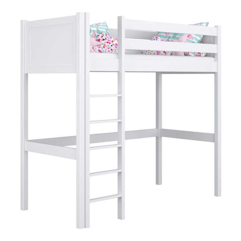 Drewniane łóżko na antresoli N-WOOD N06 90x190 biały 1 szt.
