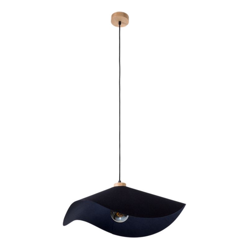 Drewniana Lampa Wisząca SPOT Light 1xE27 Max.40W Dąb Olejowany FSC z Eleganckim Czarnym Abażurem, 1 szt.