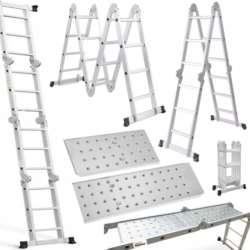 Drabina Aluminiowa Hardmaister 4x4 Składana Wielofunkcyjna Przegubowa z PODESTEM 465cm 1 szt