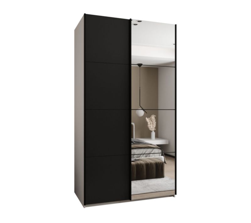 Szafa przesuwna Abiks LUX 3 wysoka szer.140cm biały/czarny/czarny 1szt.