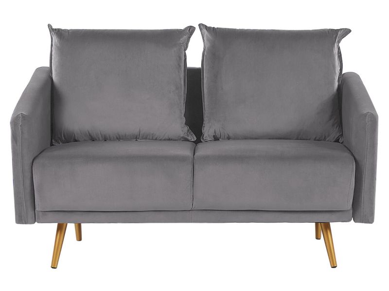 Sofa 2-osobowa welurowa szara Maura 1 szt.